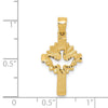 14k Satin Diamond-cut Dove Cross Charm