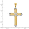 14K and White Rhodium Greek Key -X- Center Cross Pendant