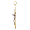 14K Tri-Color and White Rhodium Large Diamond-cut Crucifix Pendant
