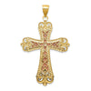 14K Tri-Color and White Rhodium Large Diamond-cut Crucifix Pendant
