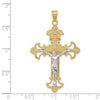 14K Two-tone INRI Fleur de Lis Crucifix Pendant