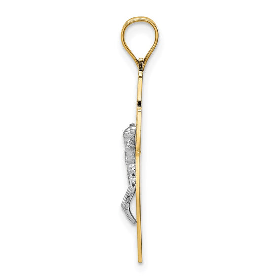 14K Two-tone Crucifix Pendant