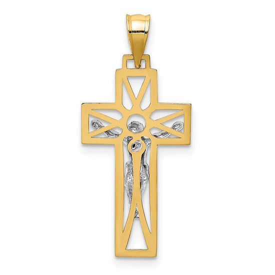 14K Two-tone Crucifix Pendant