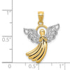 14k and White Rhodium Filigree Angel Pendant