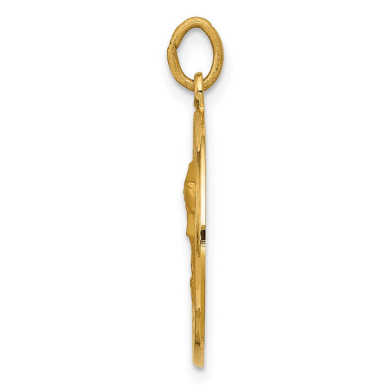 14k Polished and Satin Solid Our Lady of Sorrows Medal Round Pendant