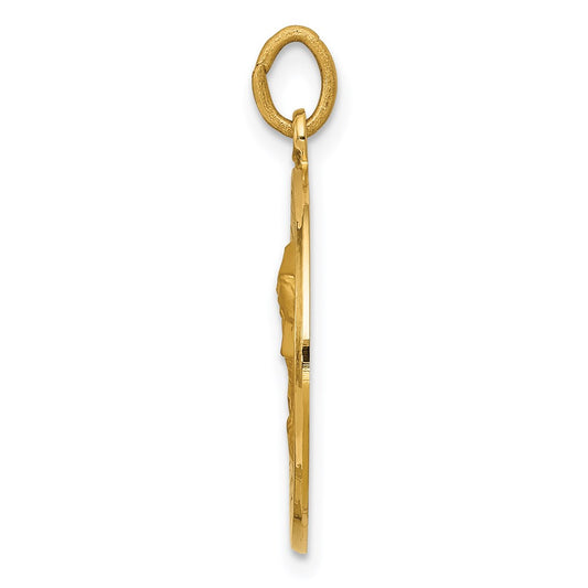 14k Polished and Satin Solid Our Lady of Sorrows Medal Round Pendant