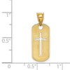 14k Polished Cross Cut-out Dog Tag Pendant