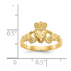 14K Satin and Diamond-cut Claddagh Ring