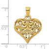 14K Polished 3-D Filigree Puffed Heart Pendant