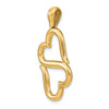 14K Polished 3-D Connected Double Hearts Pendant