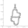 14K White Gold 3-D Solid Connected Double Hearts Pendant