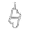 14K White Gold 3-D Solid Connected Double Hearts Pendant