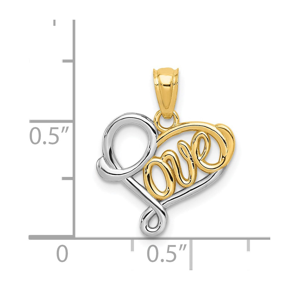 14k and White Rhodium LOVE Heart Pendant