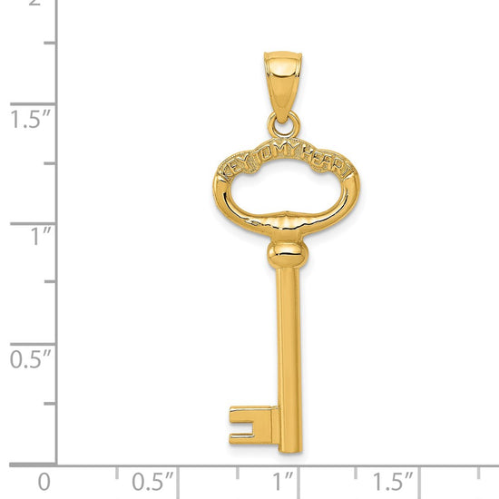 14K Polished 3-D KEY TO MY HEART Key Charm