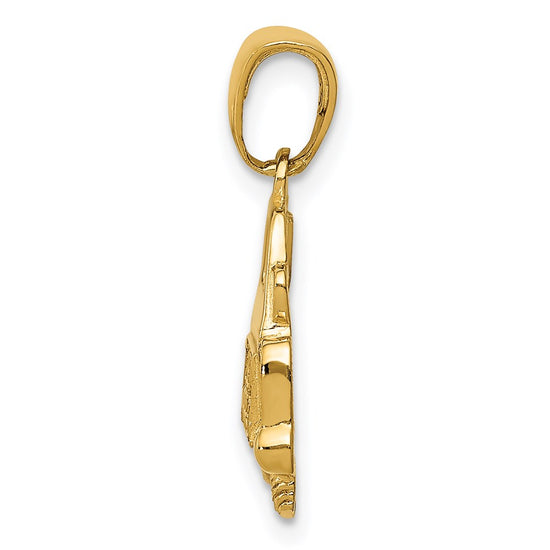 14K Polished and Textured JUST MARRIED Car Pendant