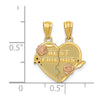 14k Two-tone BEST FRIENDS 2-Piece Break-Apart Heart Pendant
