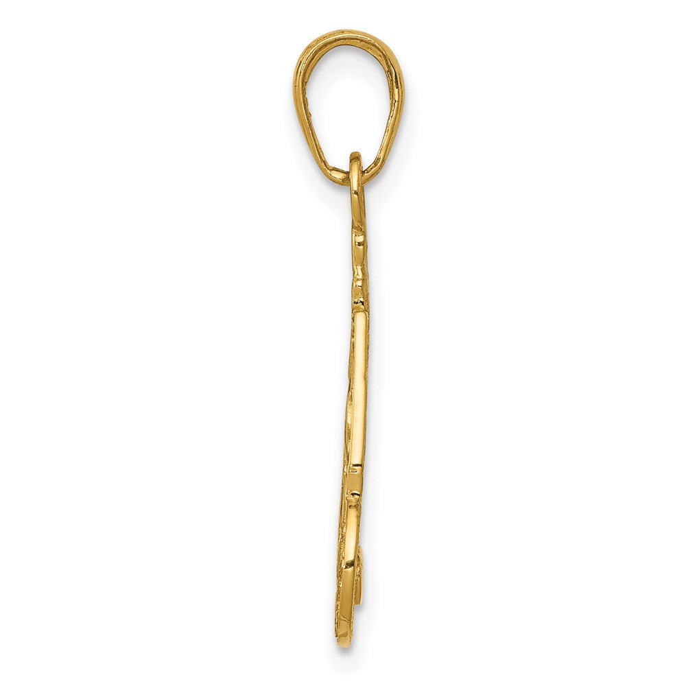 Gold Slice of Cake with Candle HAPPY BIRTHDAY Pendant