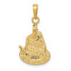 Gold Slice of Cake with Candle HAPPY BIRTHDAY Pendant