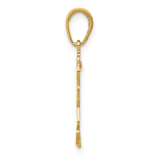 14K Little Girl Walking with Flowers Pendant