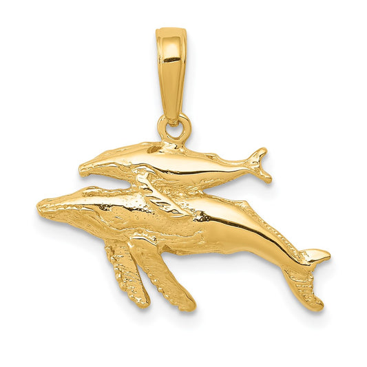 Gold Polished Whale Pendants
