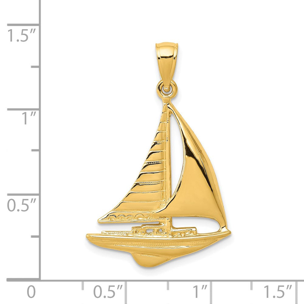 Gold Polished Sailboat Pendant