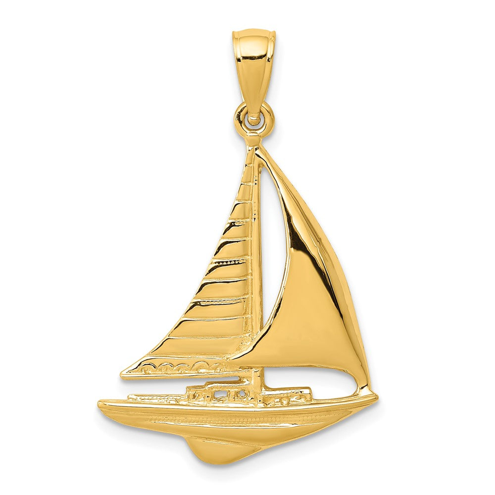 Gold Polished Sailboat Pendant