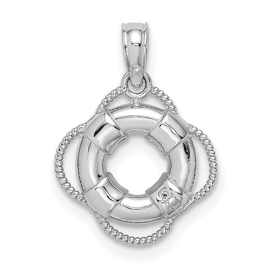 14K White Gold 3-D Life Preserver Pendant