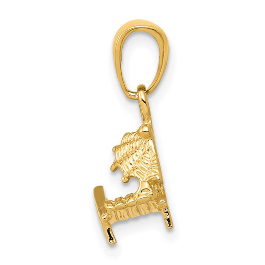 14K 3-D Lounge Beach Chair with Umbrella Pendant