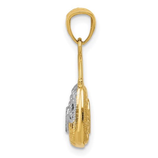 14K and White Rhodium 3-D Reversible Heart Handbag Pendant