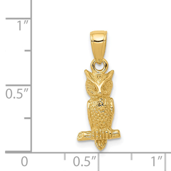 14K 3-D Owl Pendant