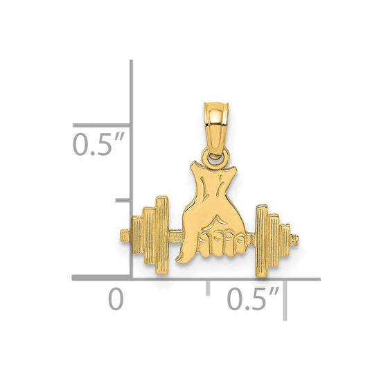 14K Hand Holding Barbell Charm