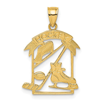 14K HOCKEY Story Framed Charm