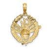 14K Bowling Story in Leaf Circle Charm