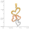 14K with Rose and White Rhodium Tumbling Hearts Pendant