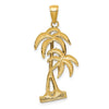 14K Polished and Textured Palm Trees Pendant