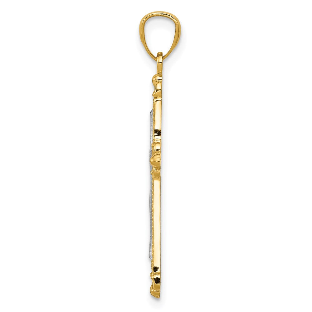 Gold Two-tone Fleur de lis Cross Pendant