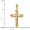 Gold Two-tone Fleur de lis Cross Pendant