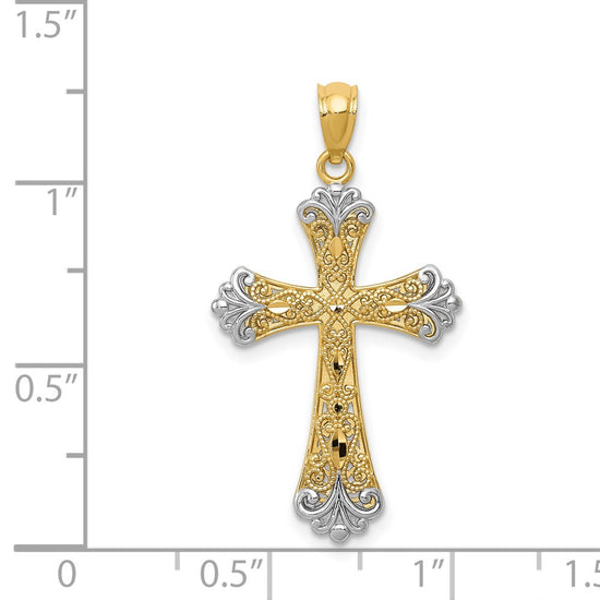 14K with White Rhodium Reversible with GOD LOVE Cross Pendant