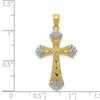 14K with White Rhodium Reversible with GOD LOVE Cross Pendant