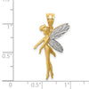 14k and White Rhodium Diamond-cut Fairy Pendant