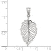 14K White Gold Polished Leaf Pendant