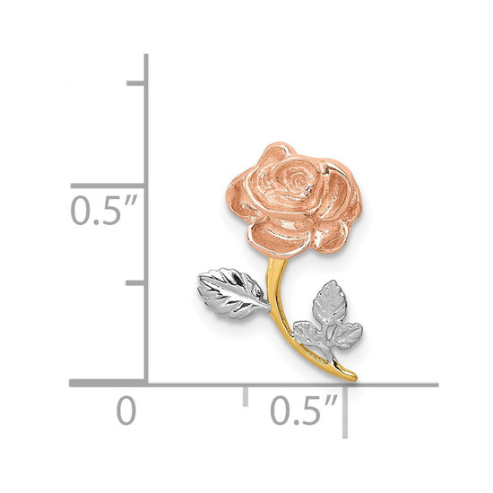 14K Two-tone with White Rhodium Polished Rose Chain Slide