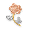 14K Two-tone with White Rhodium Polished Rose Chain Slide
