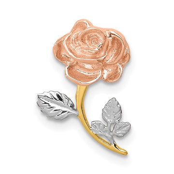14K Two-tone with White Rhodium Polished Rose Chain Slide