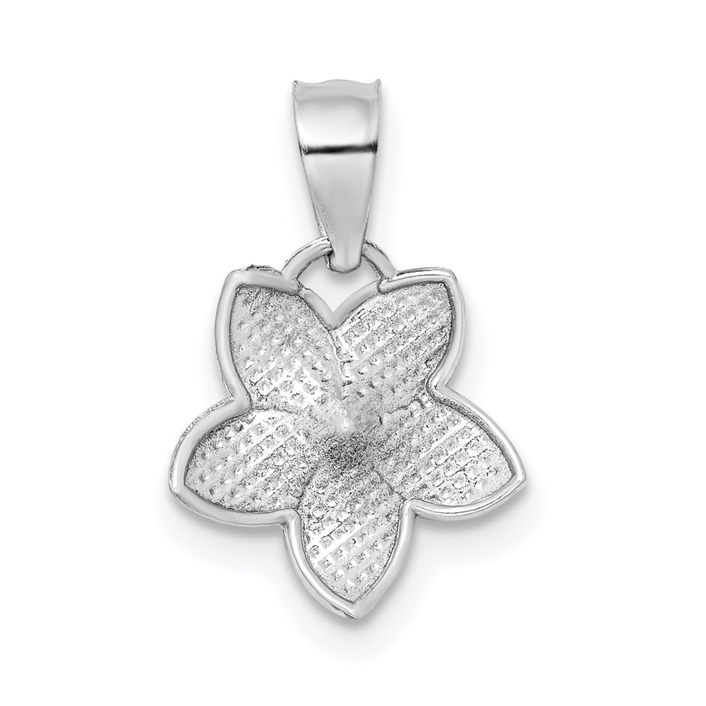 14K White Gold Polished Mini Plumeria Pendant