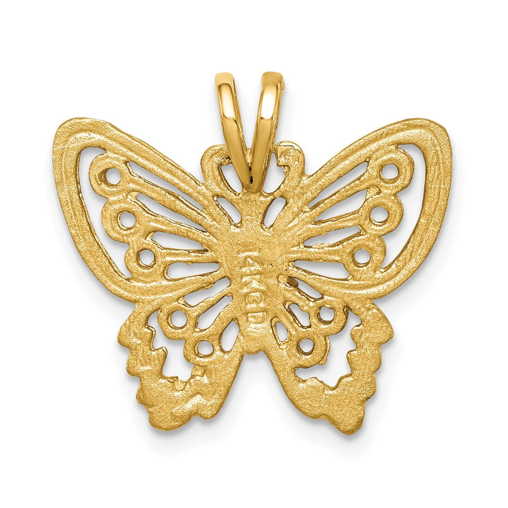 14K Brushed and Diamond-cut Butterfly Pendant