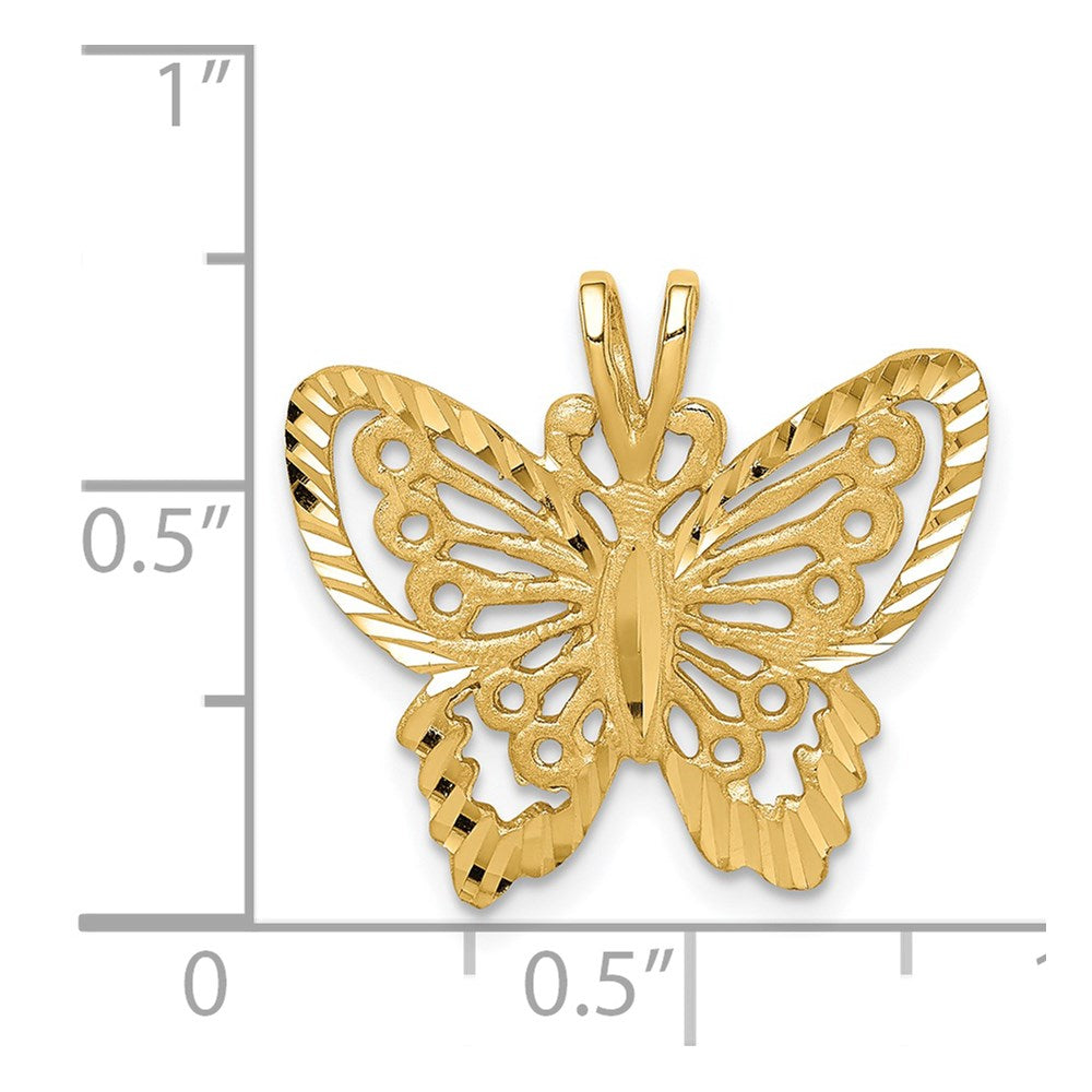14K Brushed and Diamond-cut Butterfly Pendant
