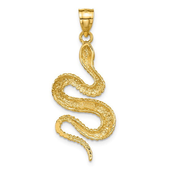 14K Polished Textured Snake Pendant
