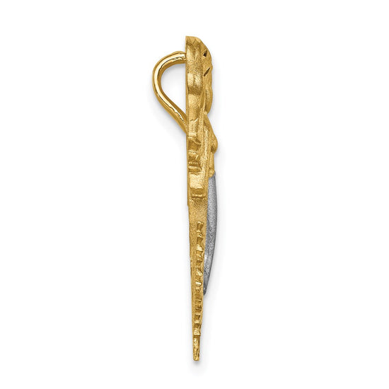 14K and White Rhodium Brushed Diamond-Cut Mermaid Chain Slide