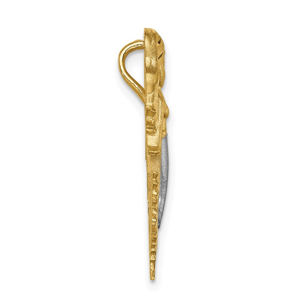14K and White Rhodium Brushed Diamond-Cut Mermaid Chain Slide